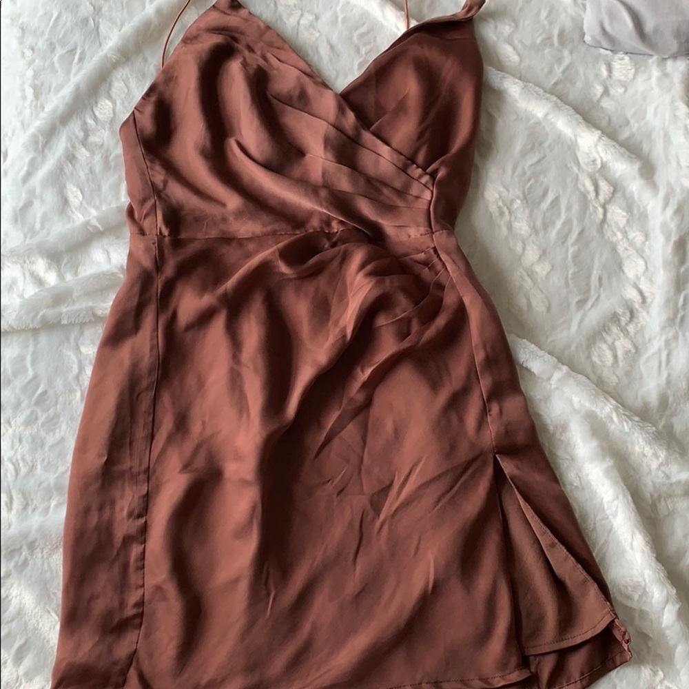 [S] TOBI Backless Satin Cocktail Dress
